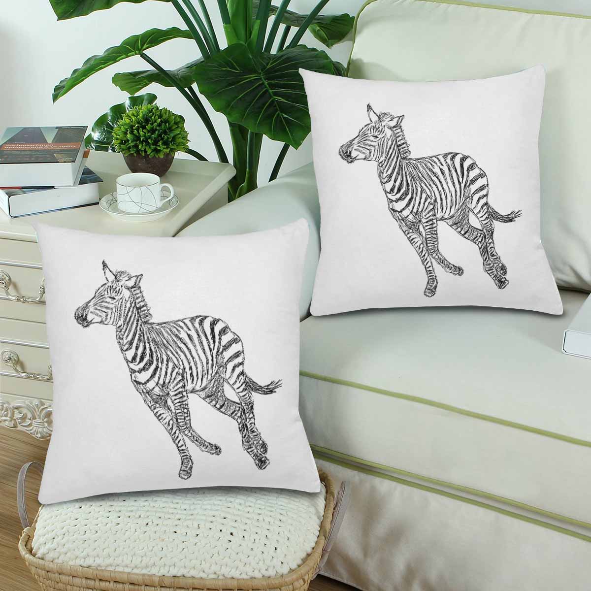 Uniquely You Decorative Pillow Covers / Galloping Zebra - 2 Piece Set
