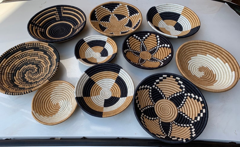 A Set of 10 African Wall Baskets / Wall Rwanda Baskets