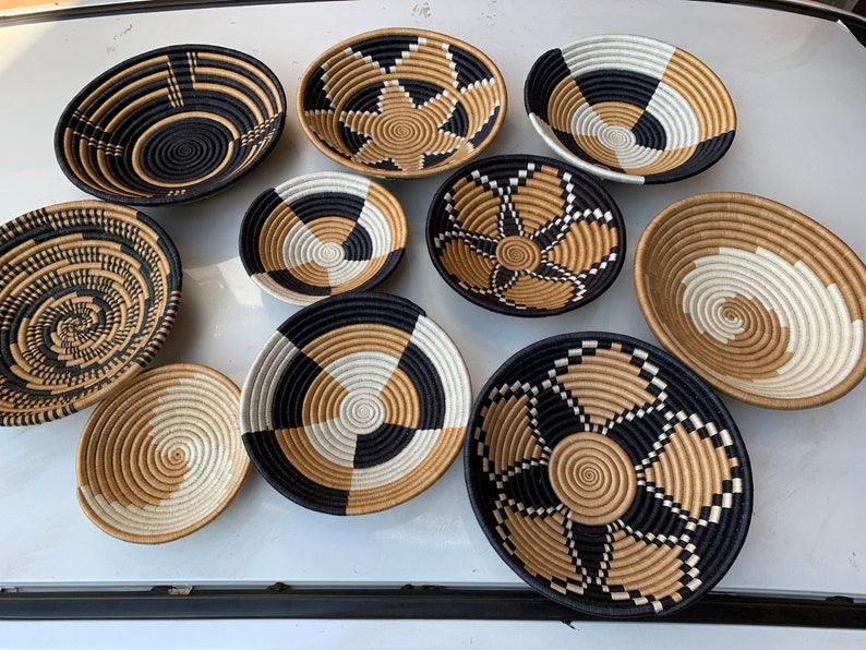 A Set of 10 African Wall Baskets / Wall Rwanda Baskets
