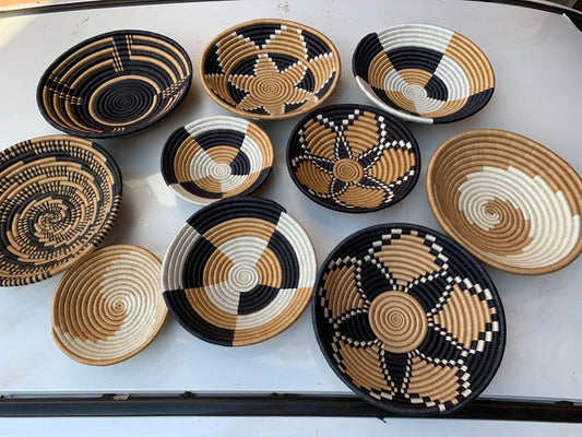 A Set of 10 African Wall Baskets / Wall Rwanda Baskets