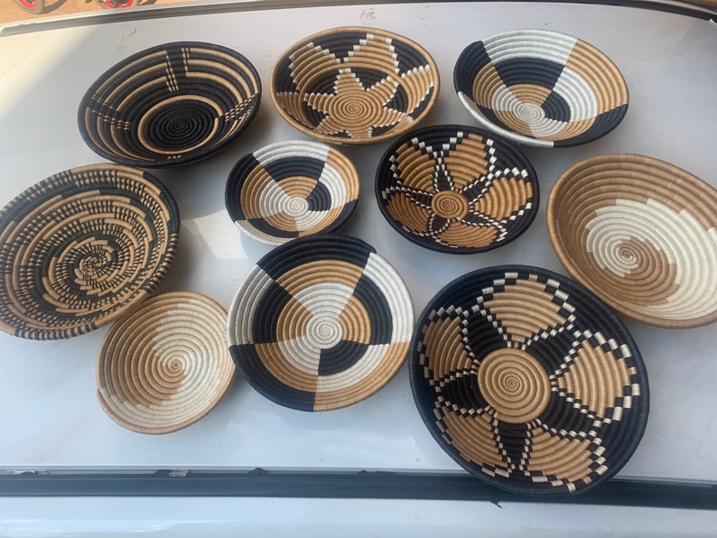 A Set of 10 African Wall Baskets / Wall Rwanda Baskets