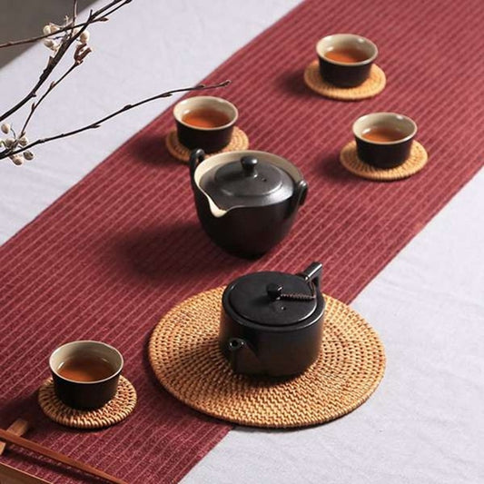 6Pcs/ Drink Coasters Set For Kungfu Tea Accessories Round Tableware