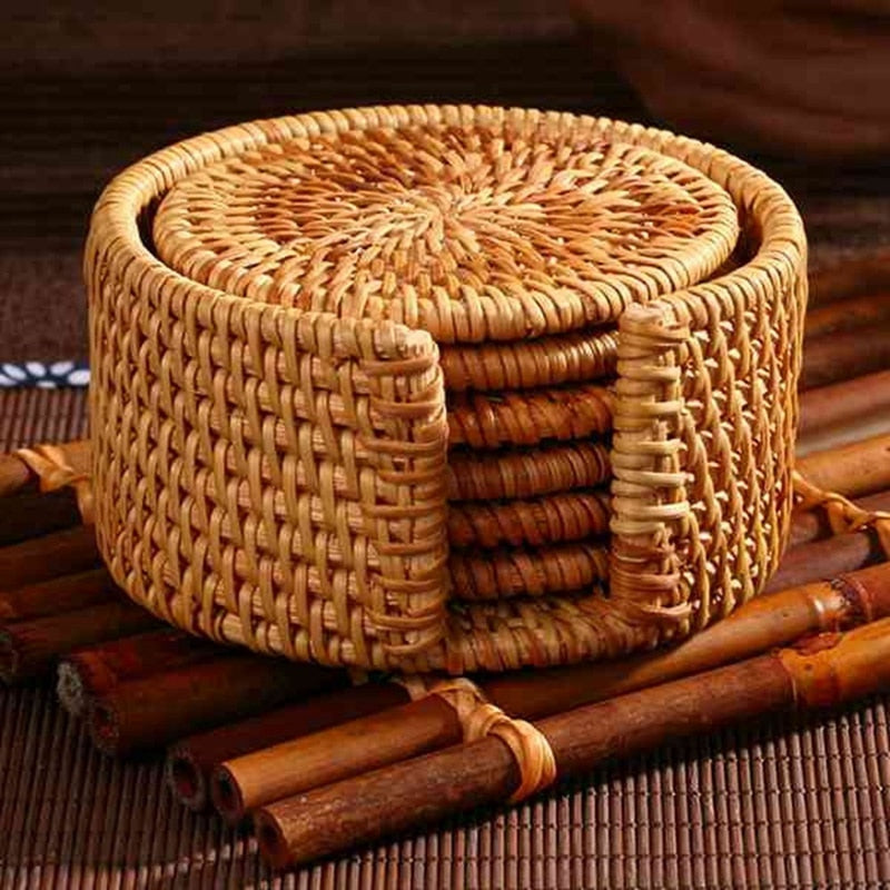 6Pcs/ Drink Coasters Set For Kungfu Tea Accessories Round Tableware