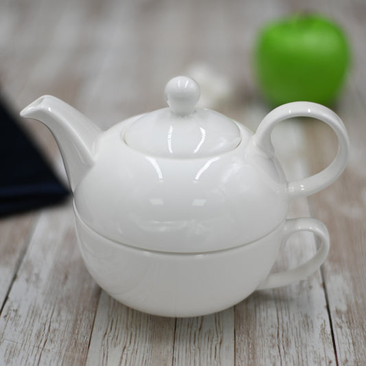Wilmax Fine Porcelain White Set: Teapot 13 Oz | 375 Ml & Cup 11 Oz |