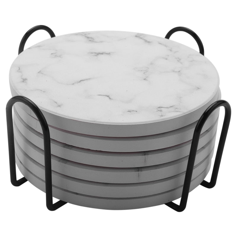 Absorbent Coasters For Drinks Coasters Set With Holder, Set Of 6, For