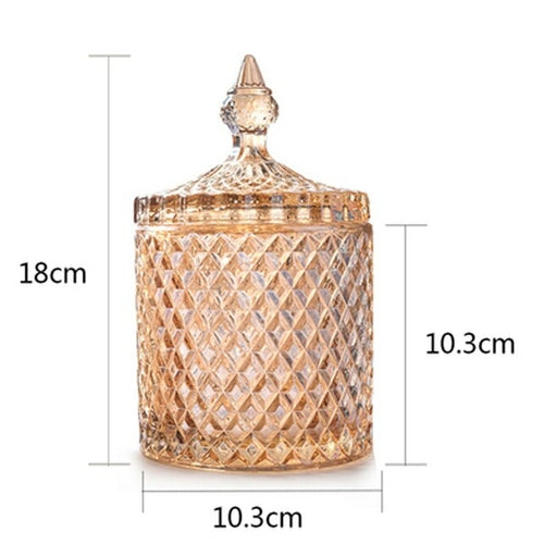 Large Crystal Diamond Glass Jar Food Storage Organization Candy Box