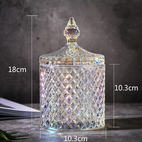 Large Crystal Diamond Glass Jar Food Storage Organization Candy Box