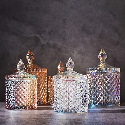 Large Crystal Diamond Glass Jar Food Storage Organization Candy Box