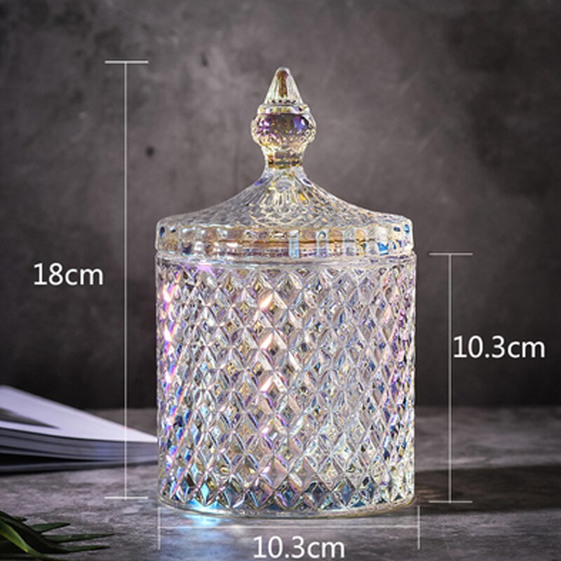 Large Crystal Diamond Glass Jar Food Storage Organization Candy Box