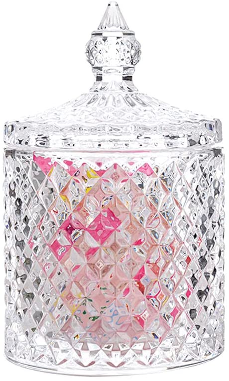 Large Crystal Diamond Glass Jar Food Storage Organization Candy Box