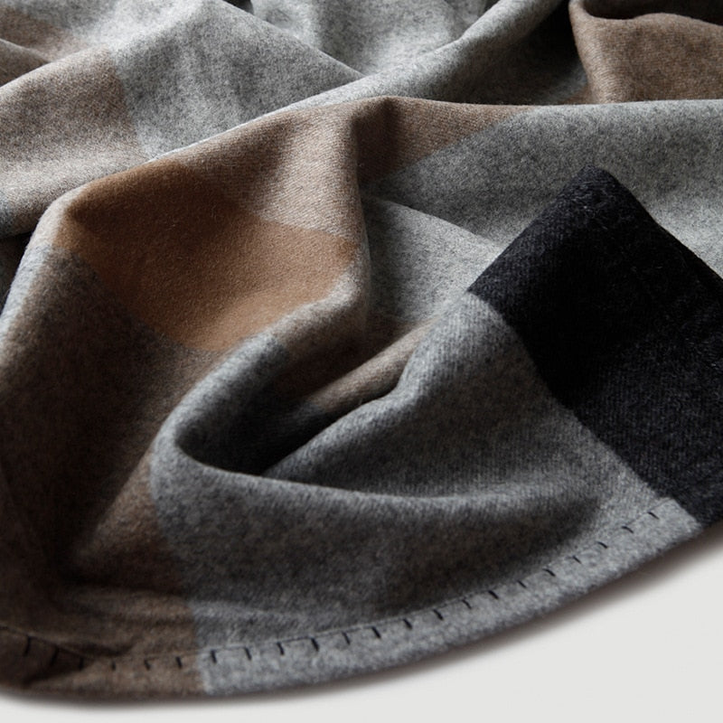 Luxury 100% Cashmere Blanket Shawl 130*185cm Sofa Throw black Grey