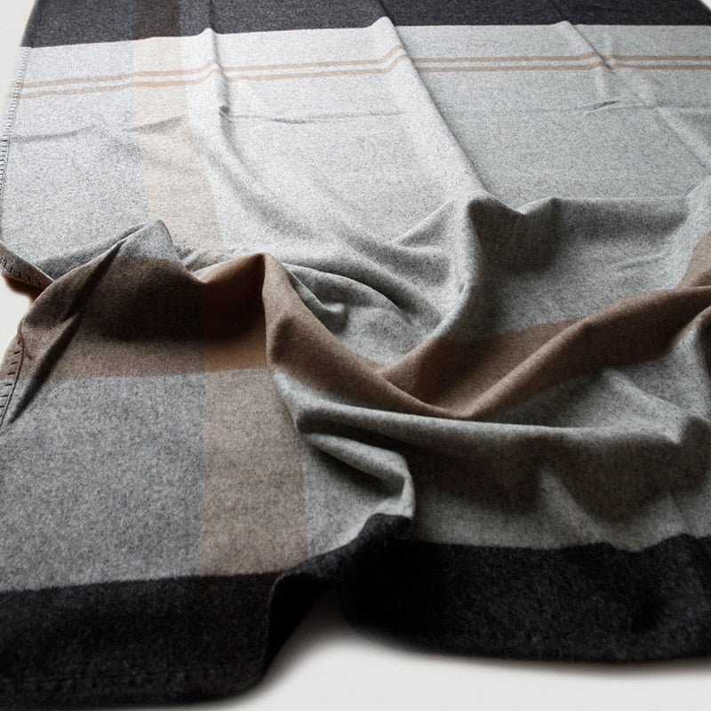 Luxury 100% Cashmere Blanket Shawl 130*185cm Sofa Throw black Grey