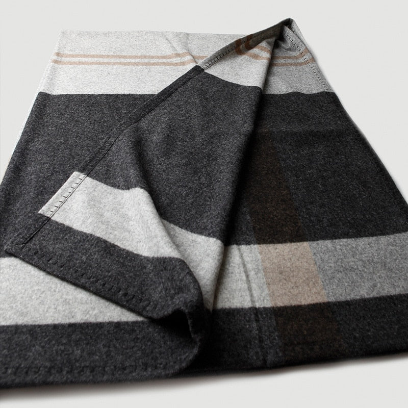 Luxury 100% Cashmere Blanket Shawl 130*185cm Sofa Throw black Grey