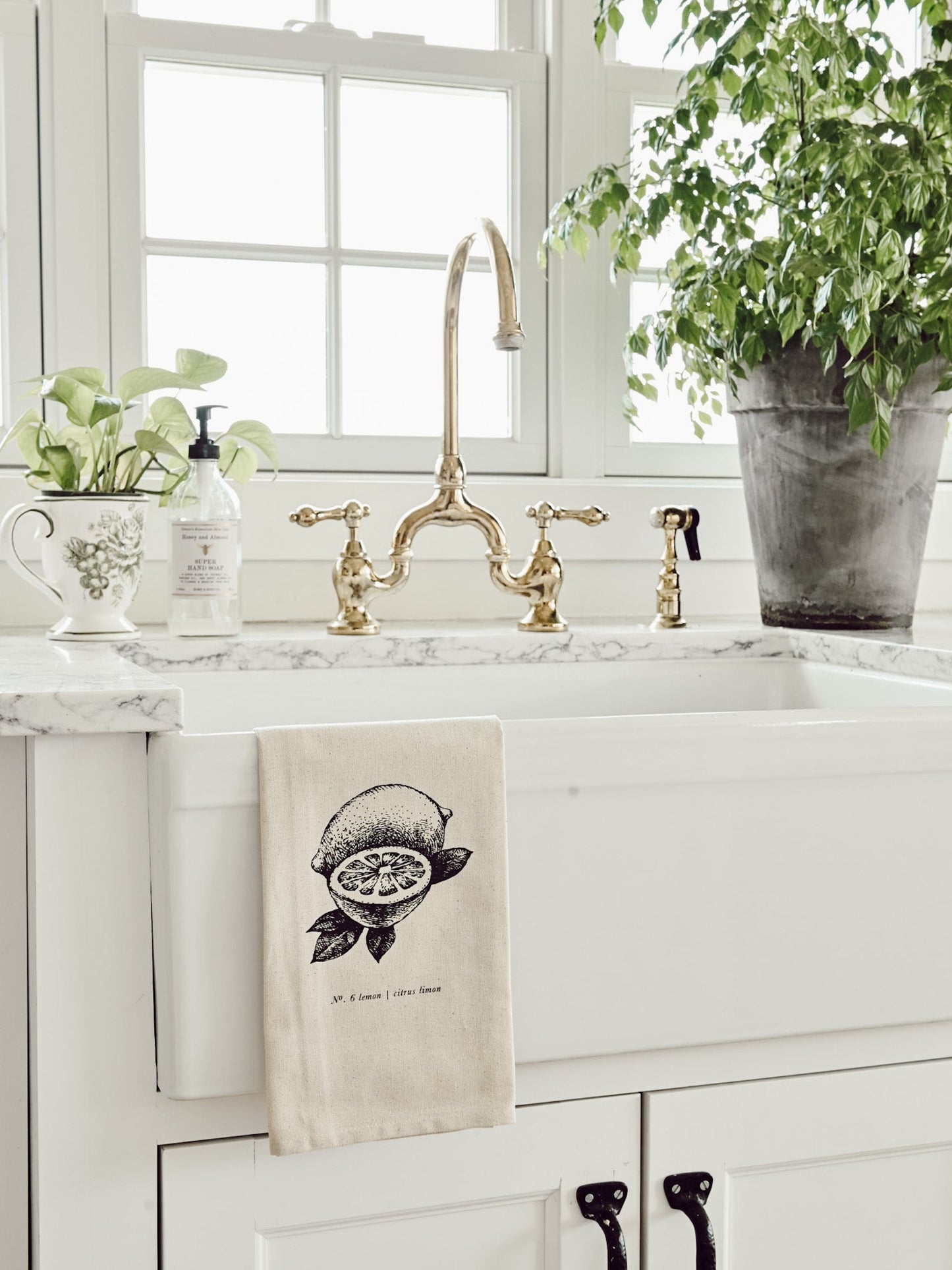 Fruits/Veggies Black + White Tea Towel