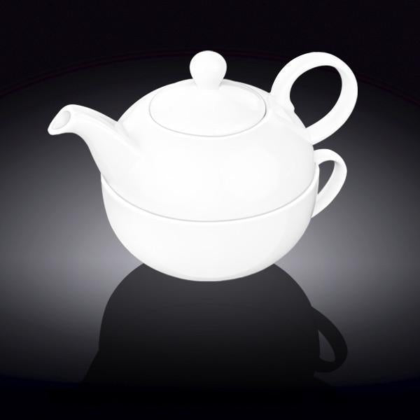 Wilmax Fine Porcelain White Set: Teapot 13 Oz | 375 Ml & Cup 11 Oz |