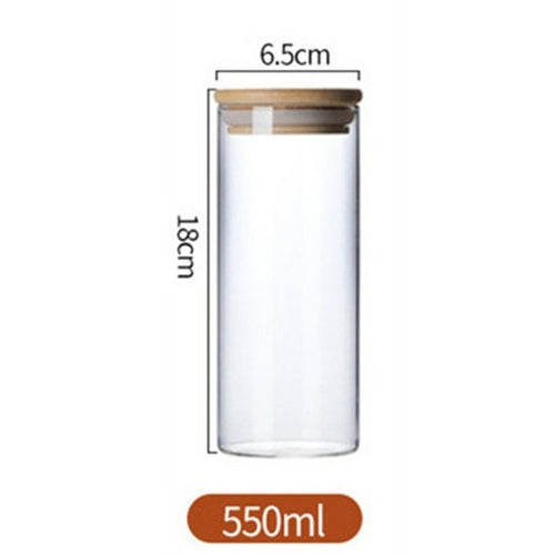 Wood Lid Glass Airtight Canister Kitchen Storage Bottles Jar Sealed