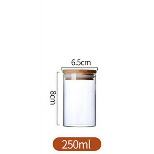 Wood Lid Glass Airtight Canister Kitchen Storage Bottles Jar Sealed