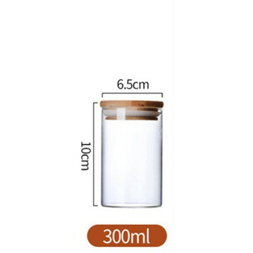 Wood Lid Glass Airtight Canister Kitchen Storage Bottles Jar Sealed
