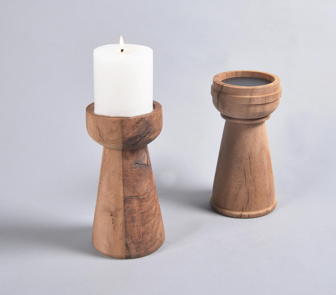 Turned Saal Wood Candle holder_2