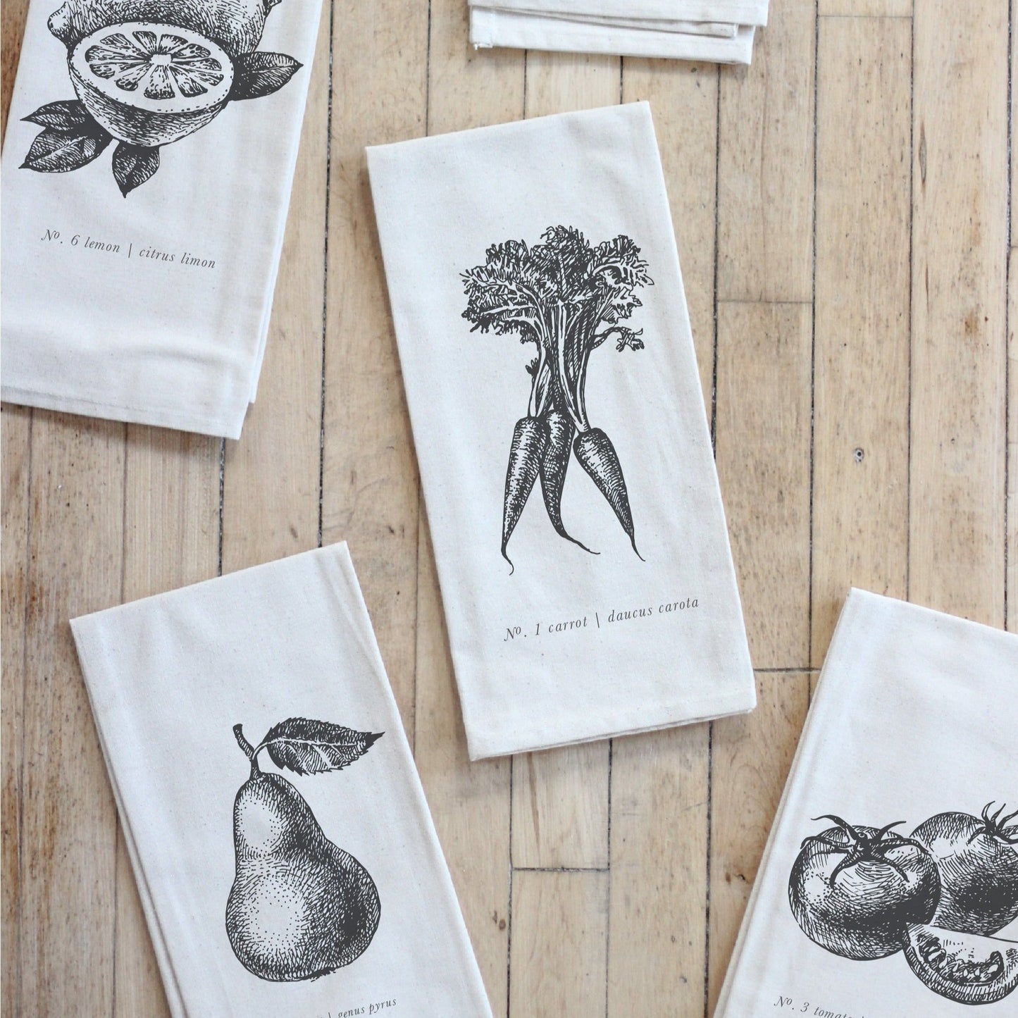 Fruits/Veggies Black + White Tea Towel